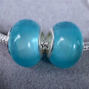 Set of 2 Turquoise Blue Beads fits PANDORA Charm Bracelet